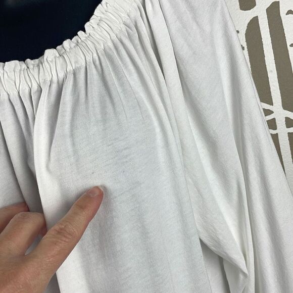 Chaps NEW $49 Tropic Bay Boho Off Shoulder Embroidered Bell Sleeve Top M - Picture 5 of 8